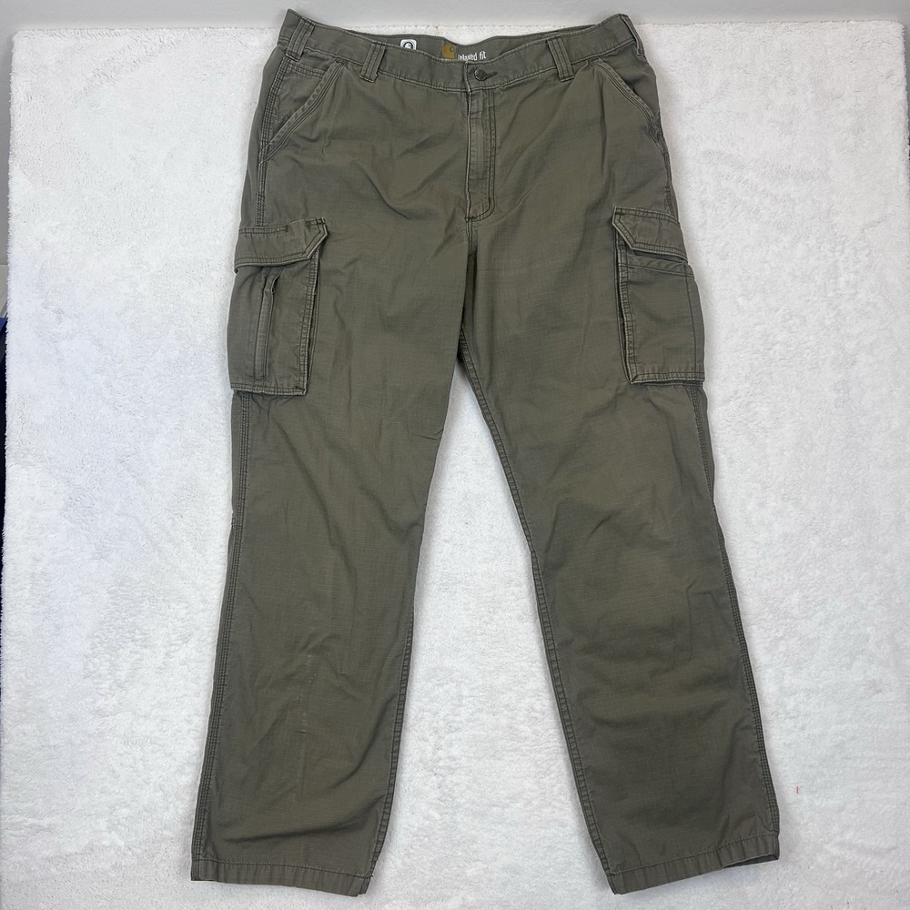 Carhartt Force Cargo Utility Pants Relaxed Fit Green‎ Ripstop Mens 38x33
